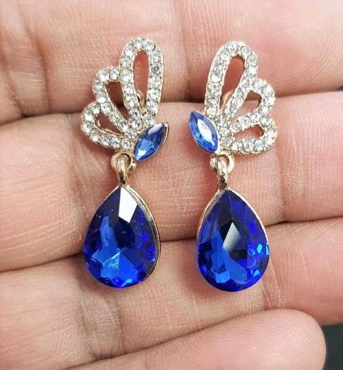 Austrian  Royal Blue Crystal butterfly Earrings