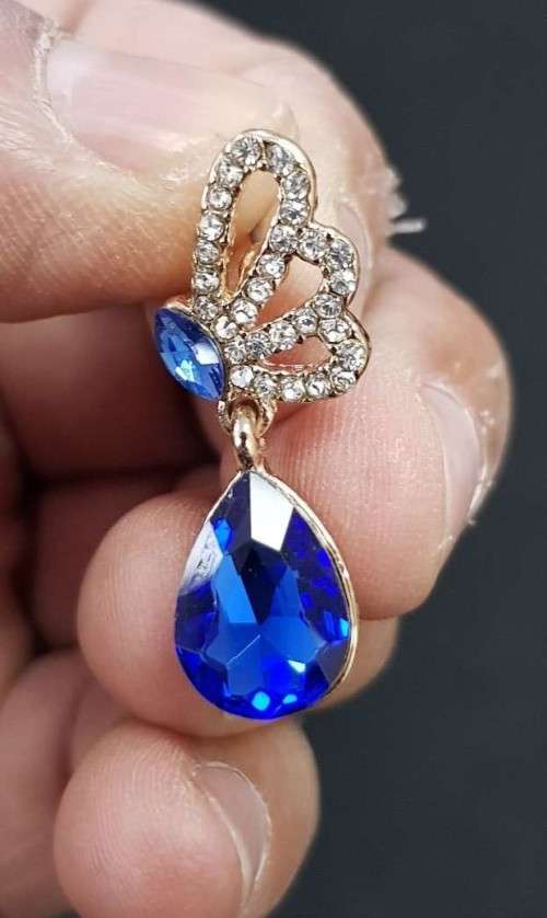 Austrian  Royal Blue Crystal butterfly Earrings
