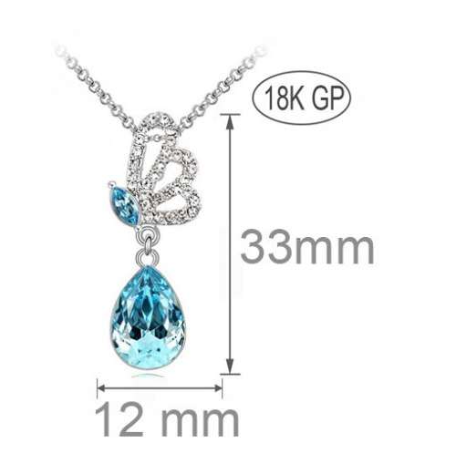 Austrian  Aqua Blue Crystal butterfly Earrings,Pendant Set