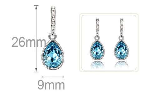 Crystal Flame Aqua Blue Water Tear Drop earrings fashion jewelry