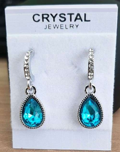 Crystal Flame Aqua Blue Water Tear Drop earrings fashion jewelry