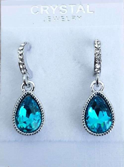 Crystal Flame Aqua Blue Water Tear Drop earrings fashion jewelry