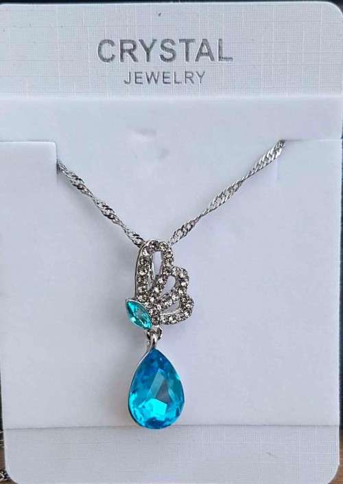 Austrian Blue Crystal butterfly Pendant