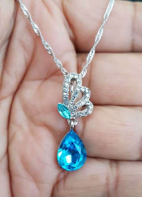 Austrian Blue Crystal butterfly Pendant