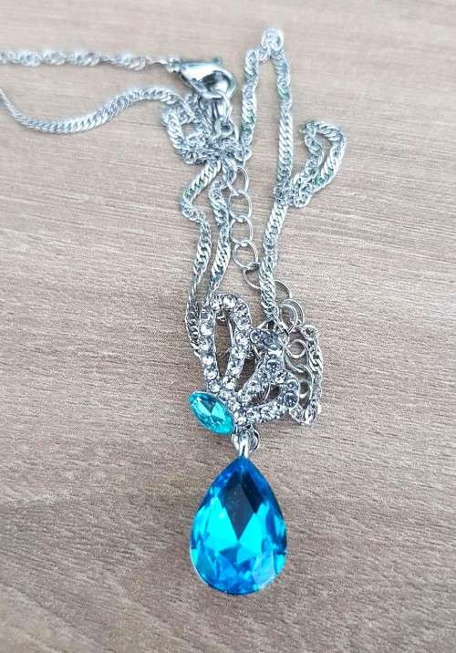 Austrian Blue Crystal butterfly Pendant