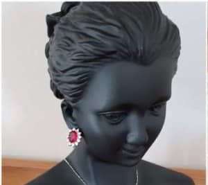 Princess Di Red Crystal Sapphire Gem Earrings