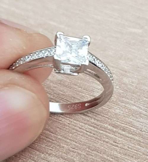 Princess Cut Crystal Promise Ring Wedding Engagement Ring