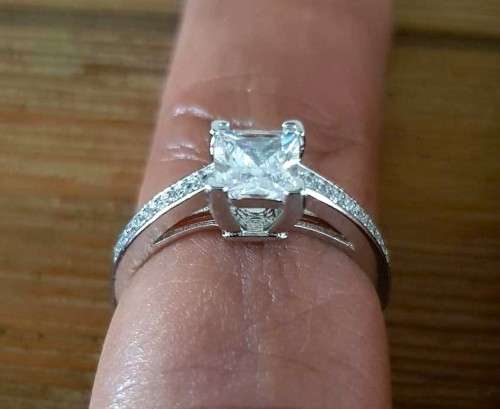 Princess Cut Crystal Promise Ring Wedding Engagement Ring