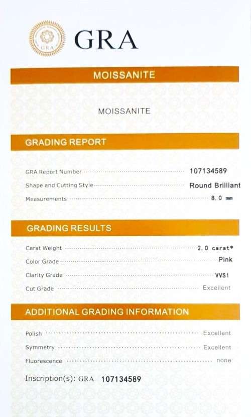 **Certified Moissanite** 2ct Rare Pink Moissanite Loose Stone  Color VVS1 Excellent Cut