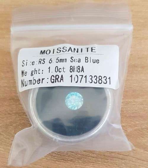 **Certified Moissanite** 1.00ct Rare Blue Moissanite Loose Stone  Color VVS1 Excellent Cut