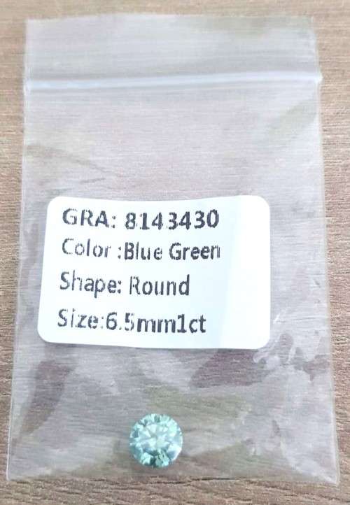 **Certified Moissanite** 1.00ct Moissanite Loose Stone  Colour Blue/Green Excellent Cut