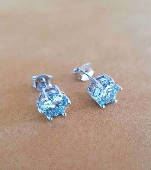Solitaire Blue 1.00ct Moissanite D/VVS1  Earring Set in Sterling Silver **Certified*