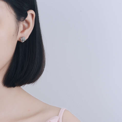 Four Leaf Clover Choker Earrings  Flower 925 Sterling Silver Jewelry