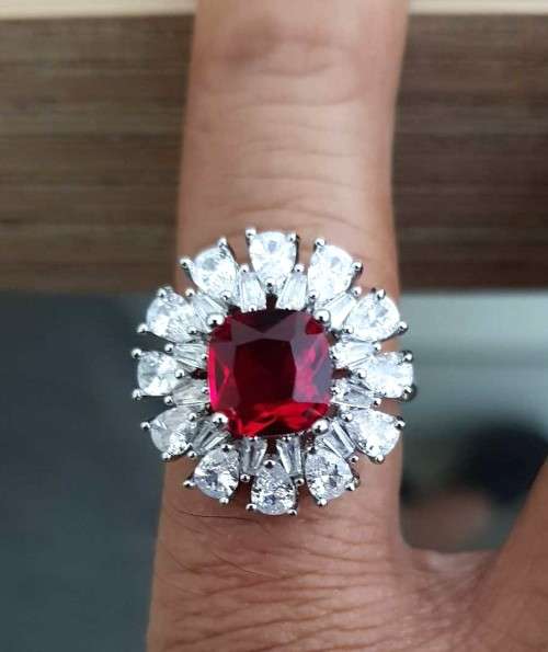 Villa Rose Silver Ring Red  Crystal jewelry  ring  for woman