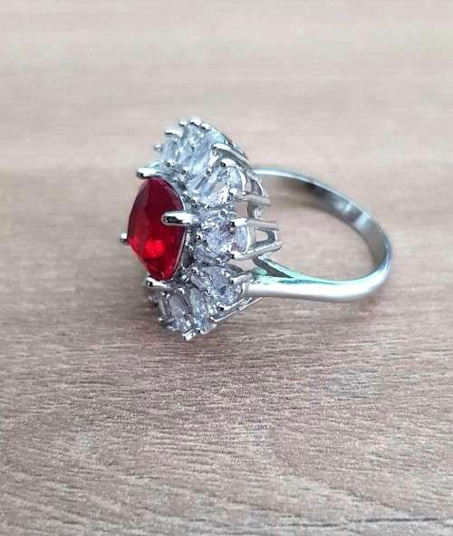 Villa Rose Silver Ring Red  Crystal jewelry  ring  for woman