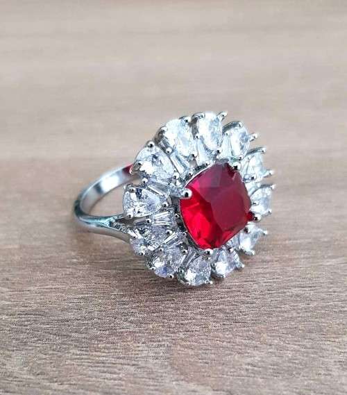 Villa Rose Silver Ring Red  Crystal jewelry  ring  for woman