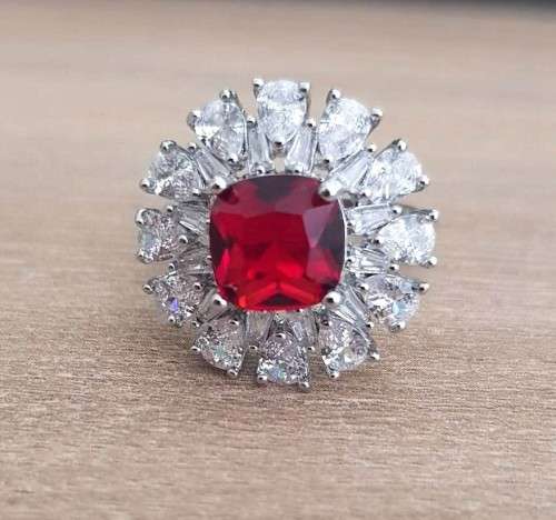 Villa Rose Silver Ring Red  Crystal jewelry  ring  for woman