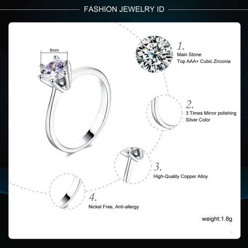 Classic 1.00ct  Gold Plated **Simulated Diamond Ring** 6 prong bridal wedding Ring for Women