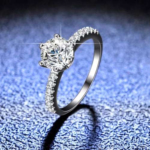 1 CT Moissanite D/VVS Round Cut Promise Ring White Gold Colour 925 Sterling Silver **Certified*