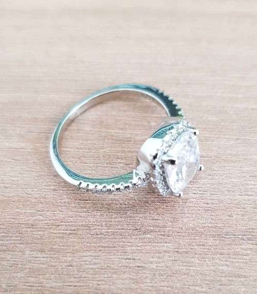 Lady Ann Cushion Cut White Crystal  Ring for Women **925 Sterling Silver**