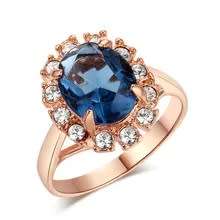 Villa Rose Ring Rose gold Blue  Austrian Crystal jewelry