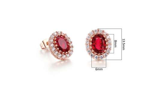 Villa Rose Earrings Rose gold Ruby Red  Austrian Crystal jewellery
