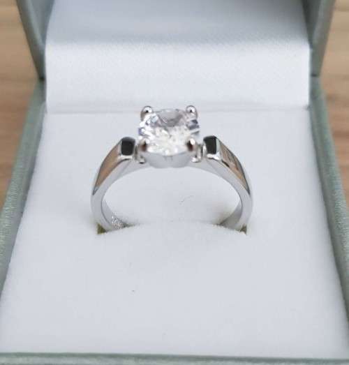 1.30Cts Classic 7mm Color and Silver  4 Prong Setting Engagement Ring For Women