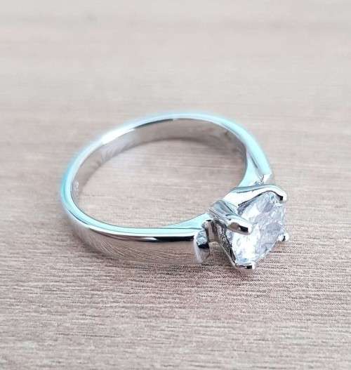 1.30Cts Classic 7mm Color and Silver  4 Prong Setting Engagement Ring For Women