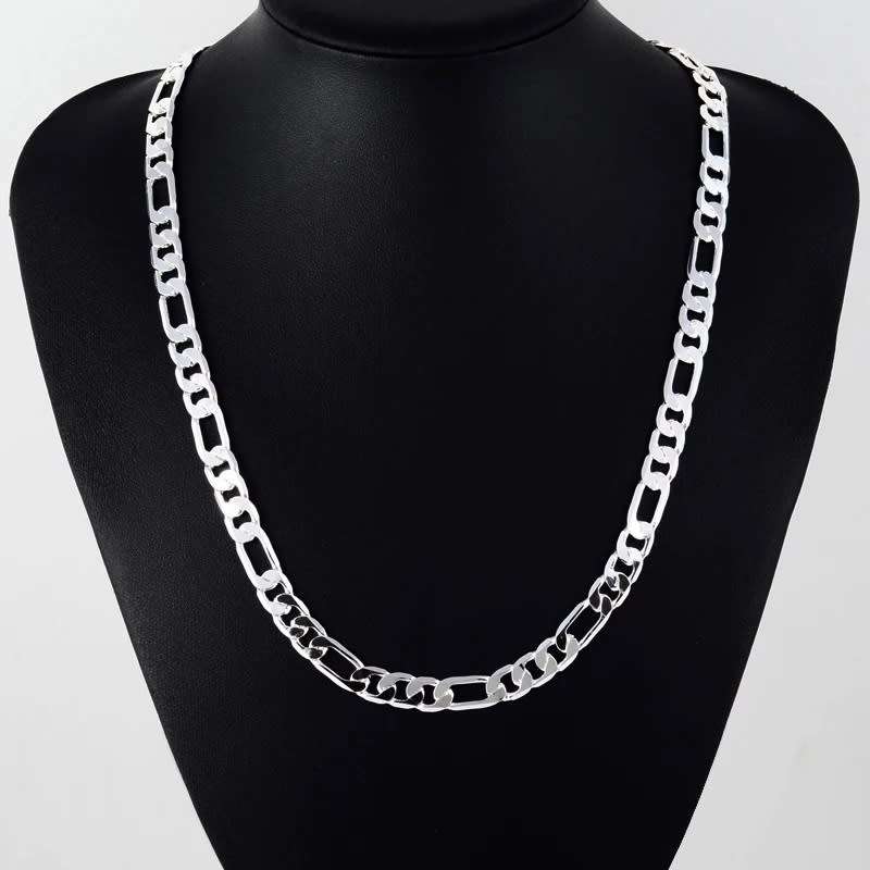 Figaro Chain Necklace  8MM 20` 50cm Silver 925 Silver