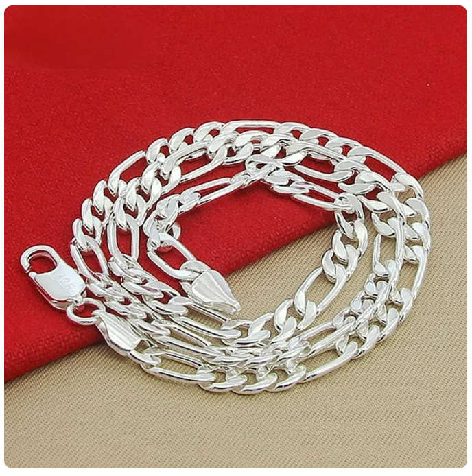 Figaro Chain Necklace  8MM 20` 50cm Silver 925 Silver