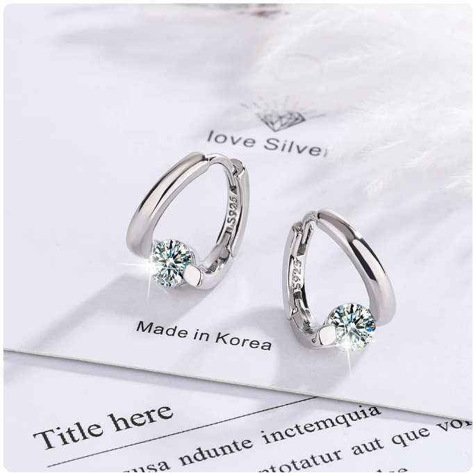 1 Carat Round Hoop Earrings Women 925 Sterling Silver Sparkling Fine Jewelry
