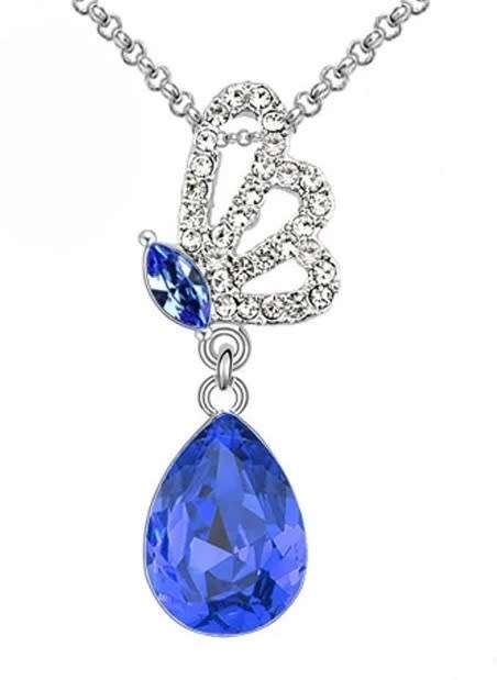 Austrian  Royal Blue Crystal butterfly Pendant