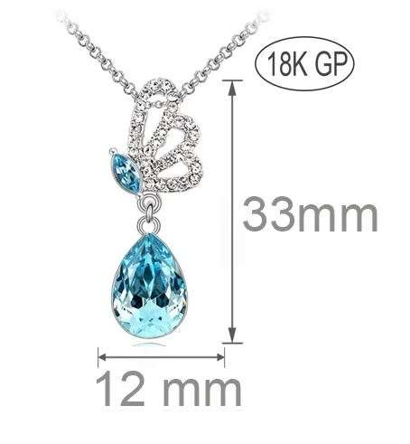 Austrian  Royal Blue Crystal butterfly Pendant