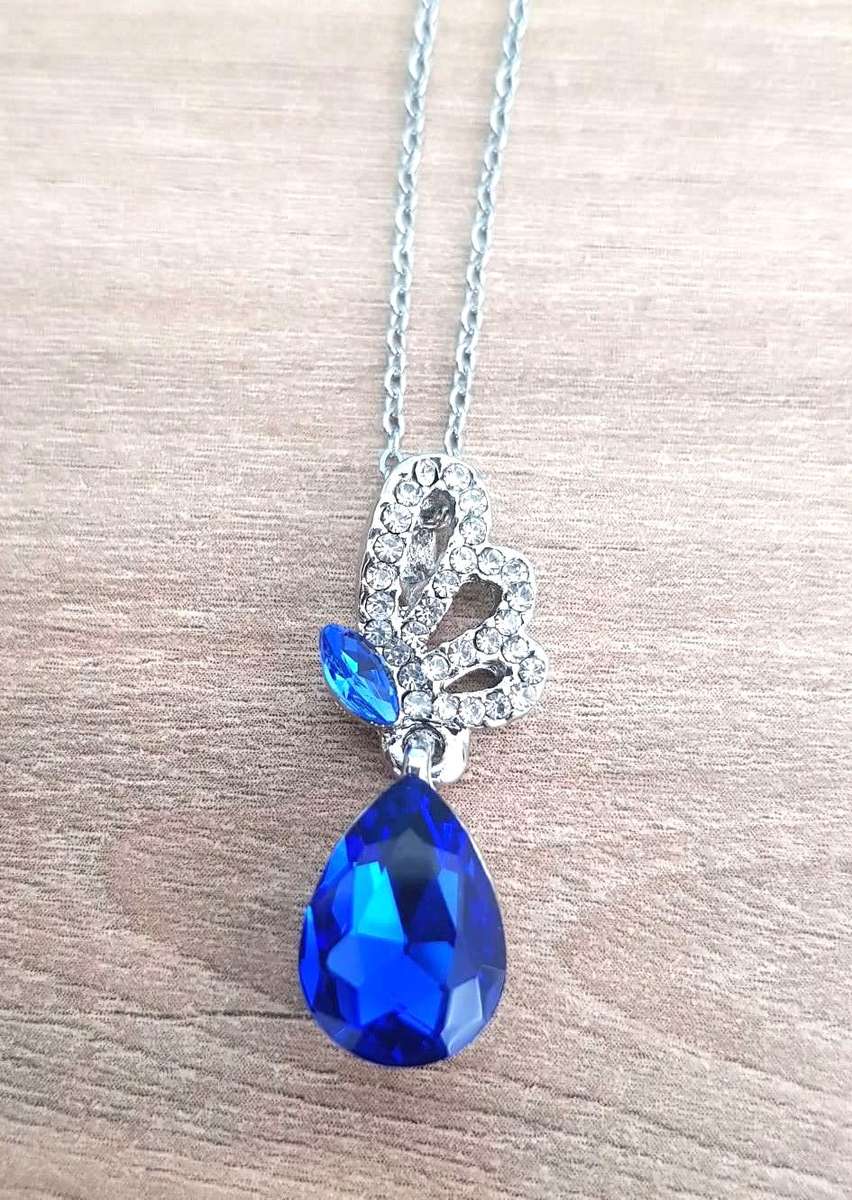 Austrian  Royal Blue Crystal butterfly Pendant