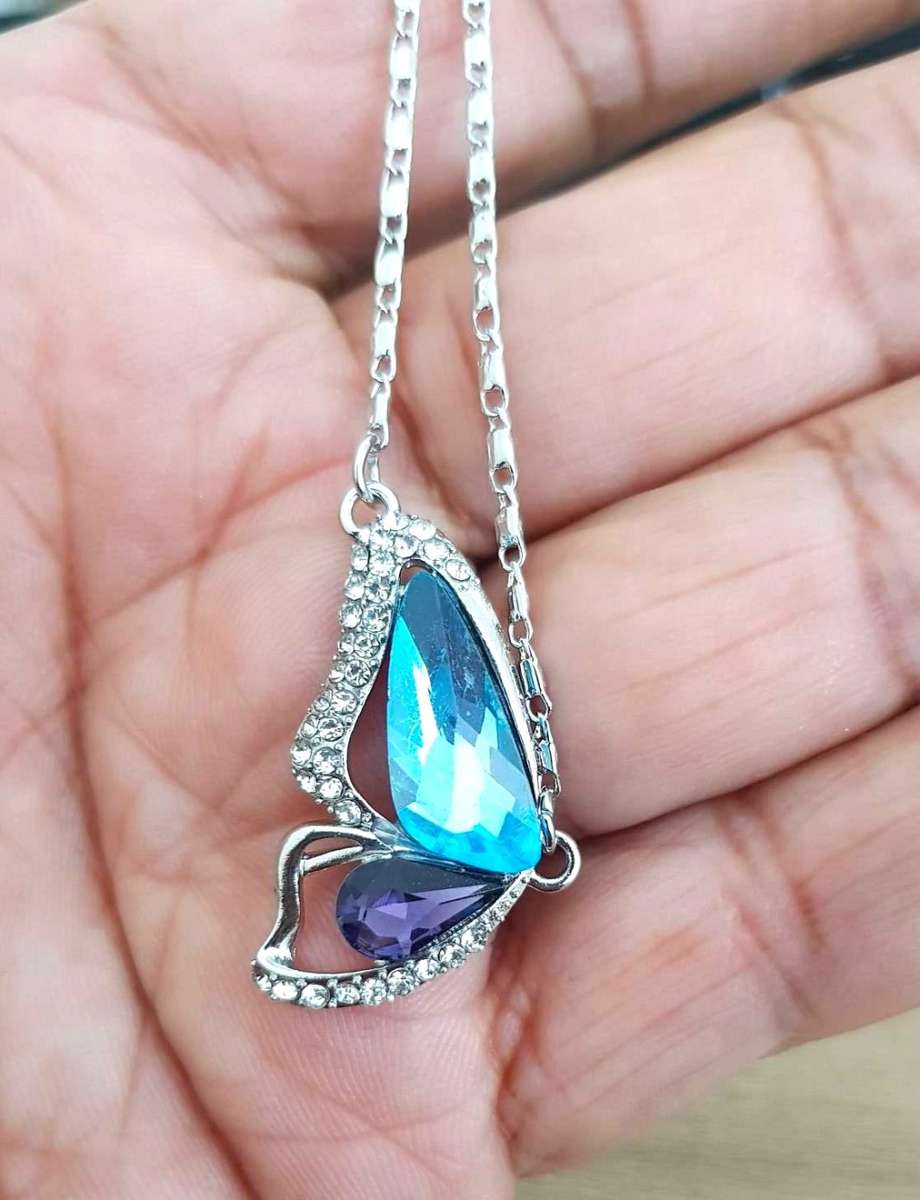 Butterfly Wing Blue Austria crystal Necklace  Fashion Jewelry 
