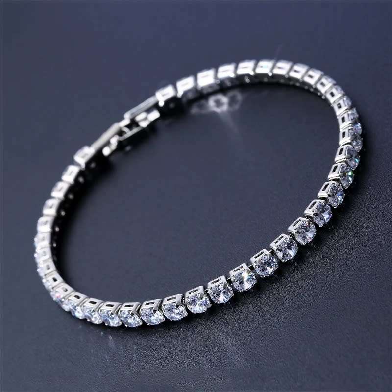 Luxury 4mm Tennis Bracelets Crystal White Chain Crystal Bracelet For Women