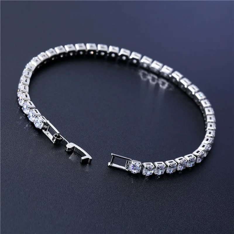 Luxury 4mm Tennis Bracelets Crystal White Chain Crystal Bracelet For Women