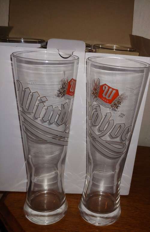 WINDHOEK LAGER PINT GLASSES - SET OF SIX IN ORIGINAL BOX