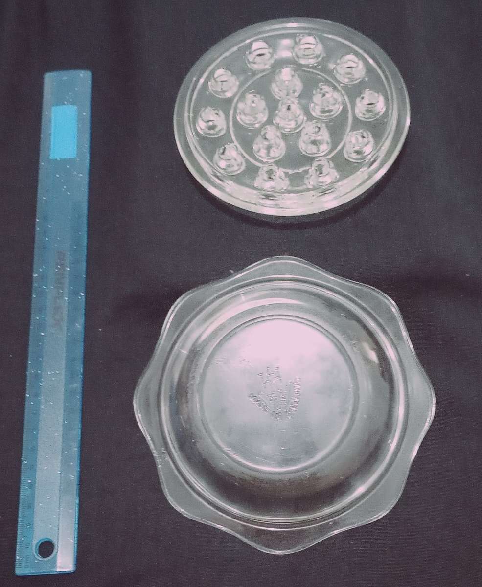 Rare combination Vintage 16 Hole Flower Frog with Glass Bowl. Bowl made in England Rare item