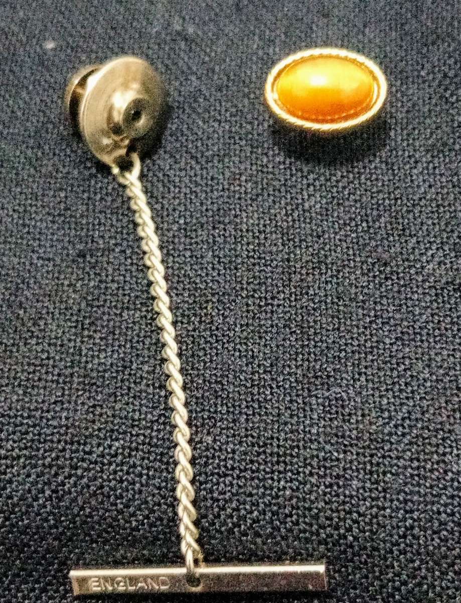 Vintage Cufflinks Tigers Eye and Matching Tie Pin Gold Plated