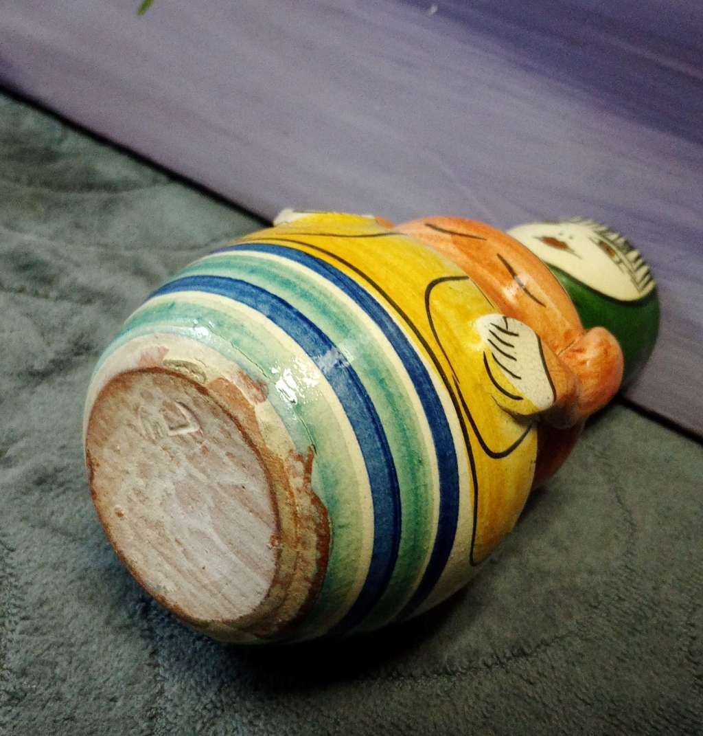 Antique Hand Painted Small Antique Lady Vase Pottery Terracotta 13.5cm