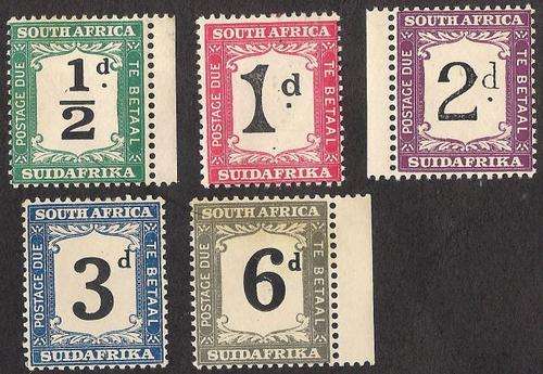 1927-28 UNION SOTH AFRICA POSTAGE DUE SET of 5 - MINT