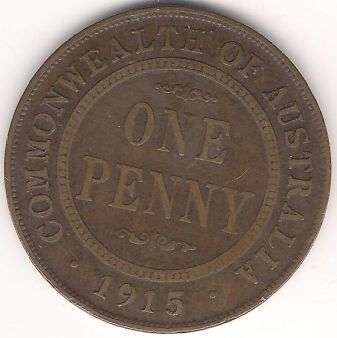 1915 AUSTRALIA KGV ONE PENNY COIN
