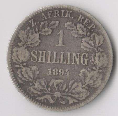 1894 ZAR ONE SHILLING SILVER COIN