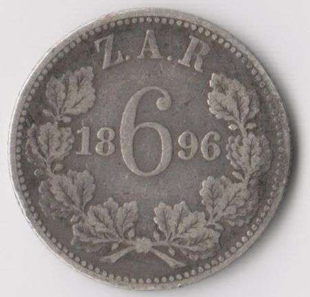 1896 ZAR SIX PENCE SILVER COIN