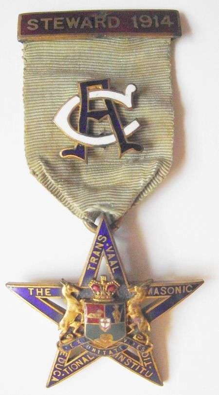 1914 TRANSVAAL MASONIC EDUCATIONAL INSTITUTION STEWARD MEDALLION
