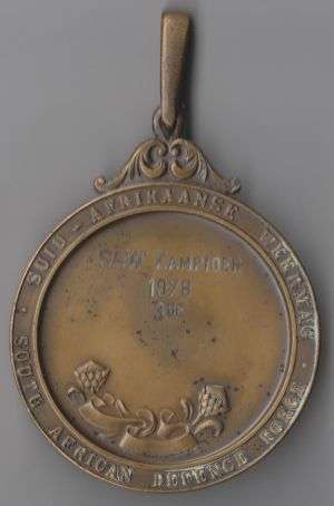 1978 SADF SAW KAMPIOEN BRONZE SPORTS MEDAL FOR SHOOTING
