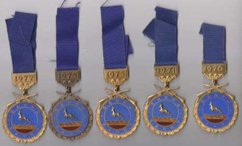 1970 -1977 SOUTH AFRICA NATIONAL RIFLE ASSOCIATION SANRA MEDALS x 6