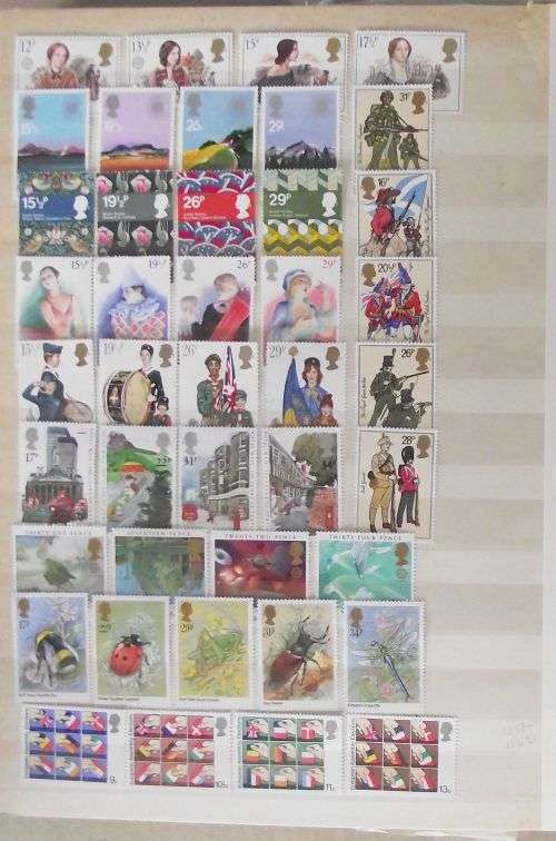 1980's GREAT BRTIAIN QE II MINT NEVER HINGED SETS x 20 DIFFERENT SETS ON 4 PAGES