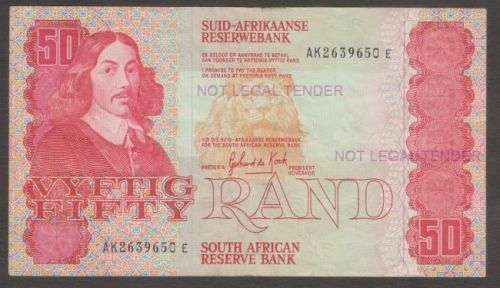 SOUTH AFRICA G De KOCK FIFTY RAND NOTE 3rd ISSUE